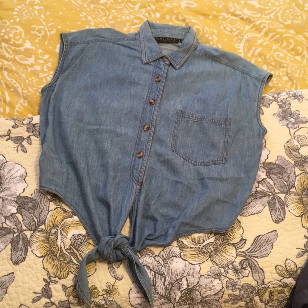 Vintage Karen Kane denim sleeveless tie shirt